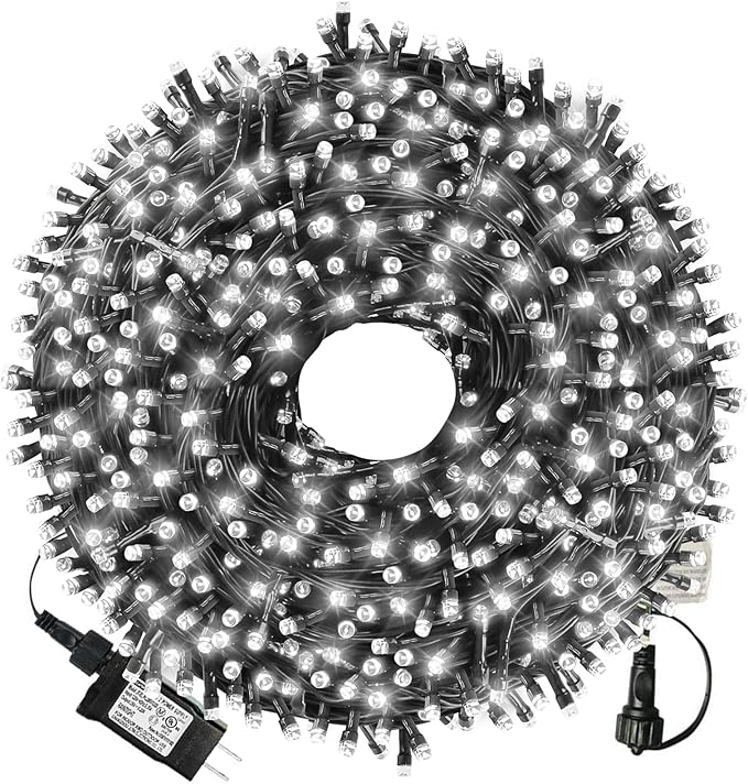 XTF2015 105ft 300 LED Christmas String Lights, End-to-End Plug 8 Modes - UL Certified - Outdoor Indoor Fairy Lights for Christmas Tree, Patio, Garden, Party, Wedding, Holiday (Cool White)