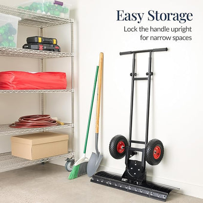 Best Choice Products 36in Galvanized Blade Heavy-Duty 2-Wheel Snow Pusher Hand Plow for Snow Removal w/Wheels, Adjustable Handle, Blade Angle - Black