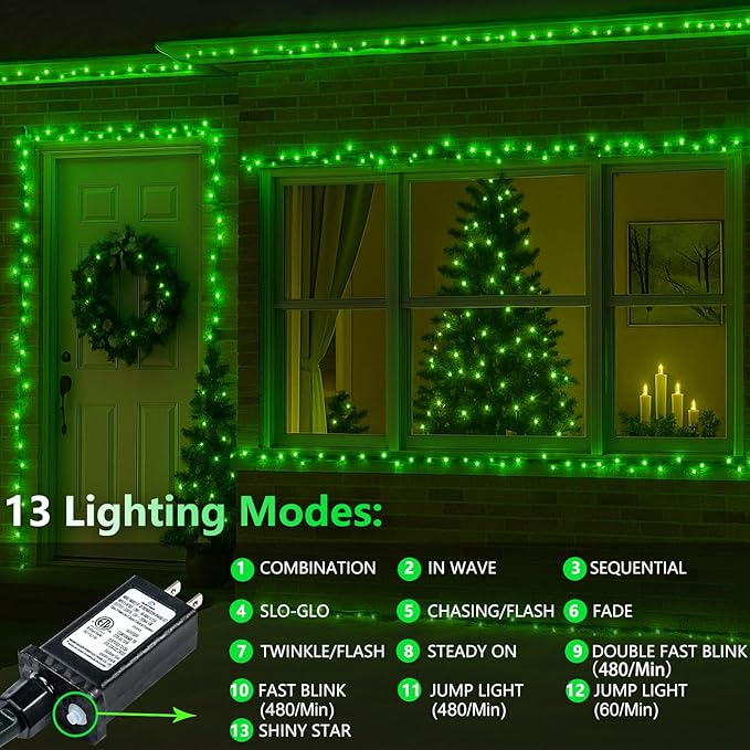Upgraded Connectable 200 LED Christmas String Lights Outdoor Indoor, 66FT Orange Christmas Decorations Lights 13 Modes, Waterproof Twinkle Fairy Lights Plug in Clear Wire for Tree, Bedroom Decoration