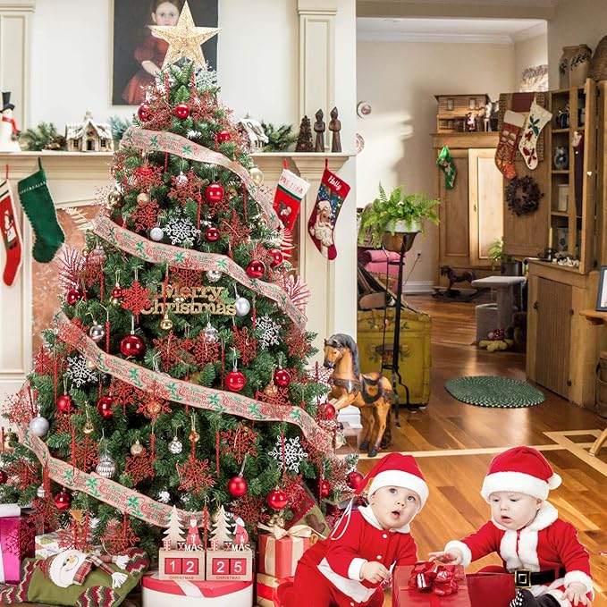 AMS Sparkling Glitter Plastic Icicle Ornaments 30 PCS Twisted Icicles Decoration Christmas Tree and Holiday Xmas Party Hanging (5.1'', Red)