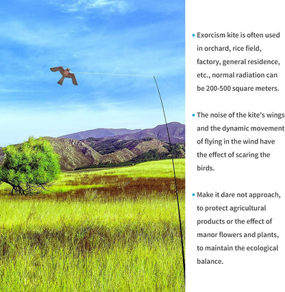 Bird Hawk Flying Kite with Pole Crops Farm Protector Bird Scarer Flying ONLY 6M Pole Without Kite