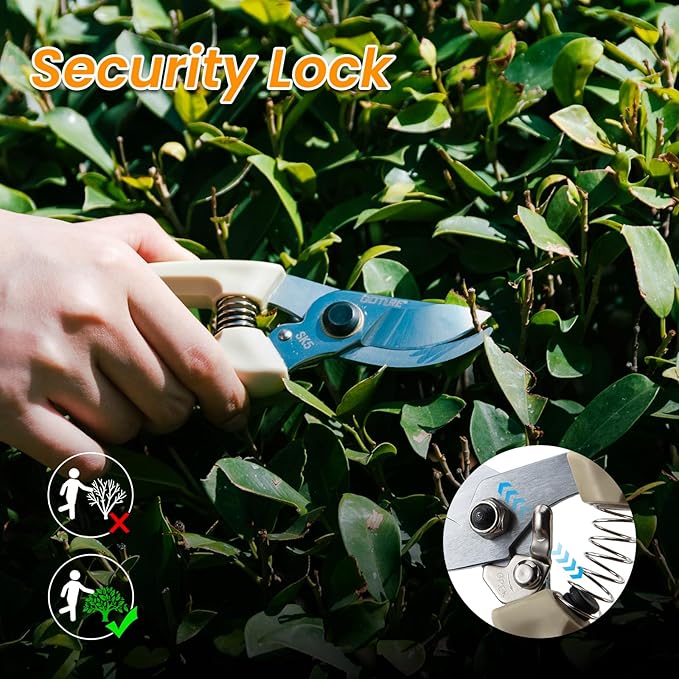 Goture Garden Shears 1Pc, Pruning Shears for Gardening, SK5 Garden Shears Pruning, Beige Garden Scissors Tools