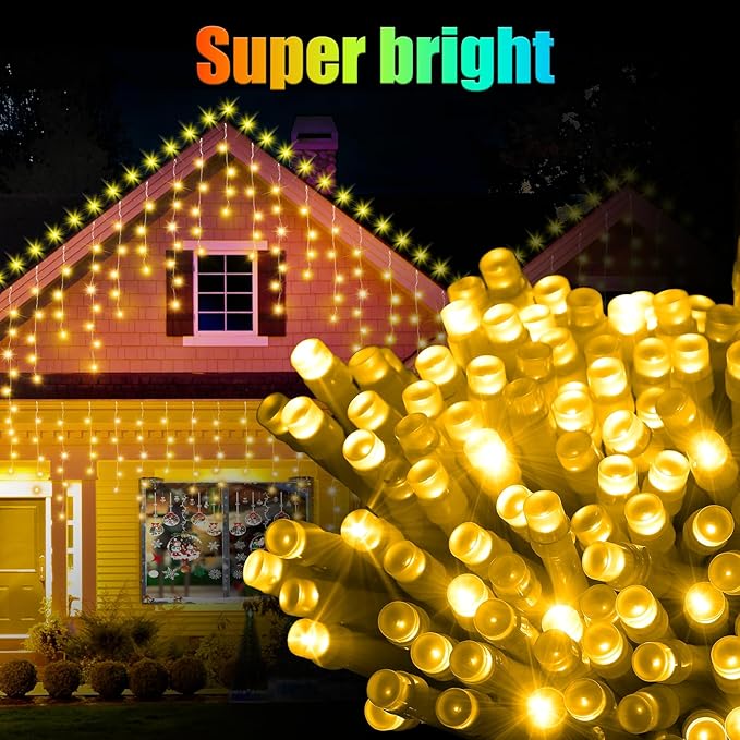 52FT RGB Christmas Lights Outdoor, 504 LED Outdoor String Lights Waterproof Plug in with 8 Modes & Timer, Color Changing Christmas Lights for Tree Party, Garden, Holiday Decorations