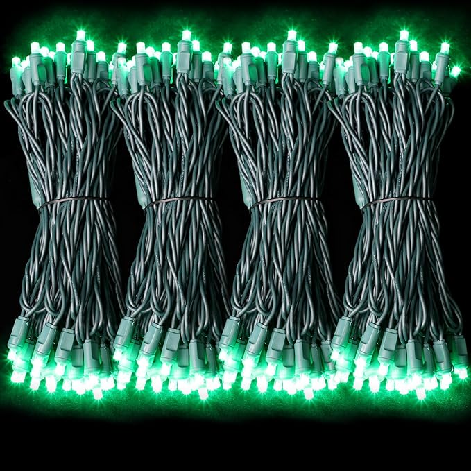 LAMPHOME 50LED String Lights,LED Christmas Lights,6" SPACING,Green Wire,Green Colour,Commercial Grade