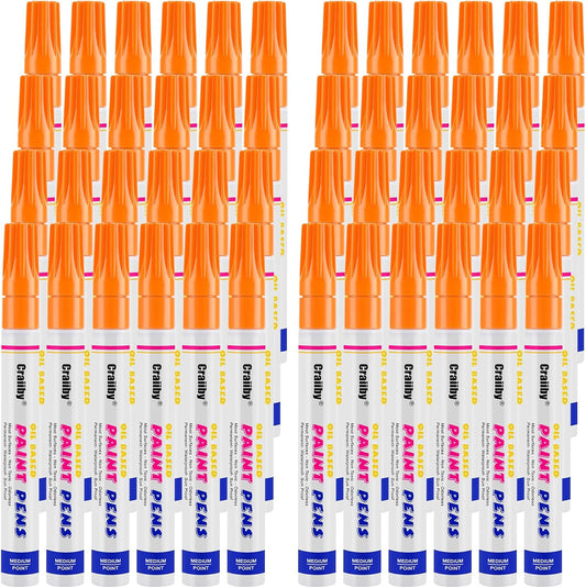 Orange Paint Markers, 48 Pack Oil-Based Waterproof Quick Dry Permanent Paint Pen Set for Rocks Painting, Wood, Fabric, Plastic, Canvas, Glass, Mugs, Metal, Tire, Stone, DIY Craft