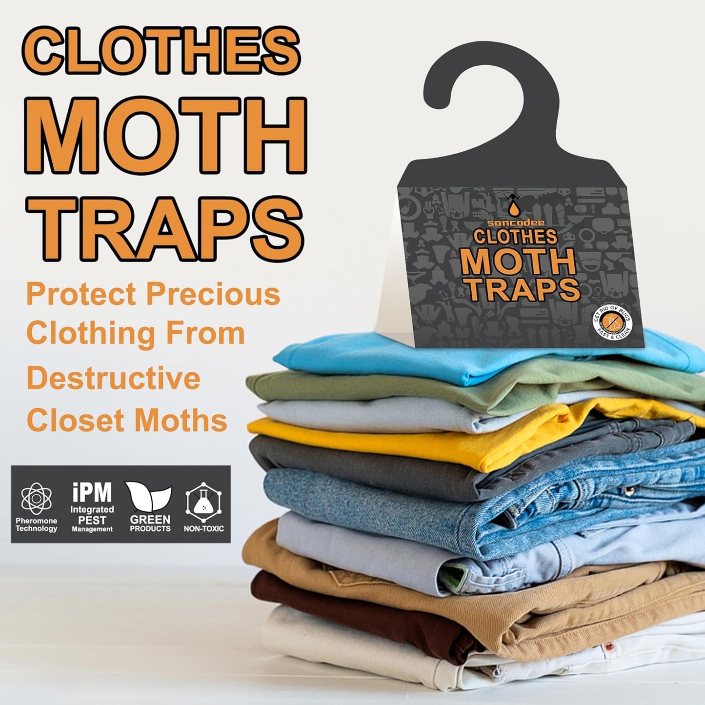 8 Pack Clothes Moth Traps with Natural Pheromones, Clothing Moth Hanging Glue Trap, Sticky Boards for Closets Moths