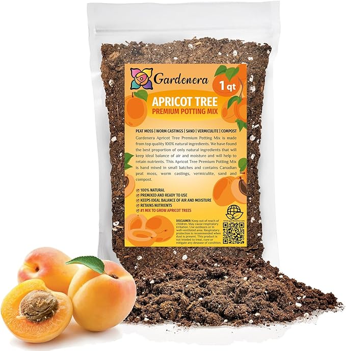 Gardenera Premium Apricot Potting Soil Mix - Ideal Nutrient Blend for Growing Robust, Flavorful, and Bountiful Apricots - 1 Quart