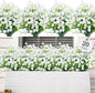 AmyHomie 20 Bundles Artificial Flowers for Outdoor Outside Spring Summer Decoration UV Resistant Faux Flowers No Fade Fake Plastic Plants Garden Porch Window Box Decorating (Pure White)