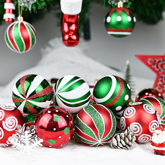Christmas Balls Ornaments for Xmas Tree- 30Pcs Shatterproof Christmas Tree Decorations, 2.36" Hanging Balls Muti-Color Xmas Ball Ornaments Set for Holiday Party Decoration