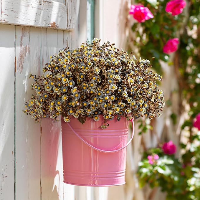 Artificial Daisy Flowers for Outdoor 16 Bundles Faux Daisy Flower UV Resistant No Fade Floral for Home Indoor Outside Garden Porch Window Box Balcony Yard Porch Fall Decor (Blue)