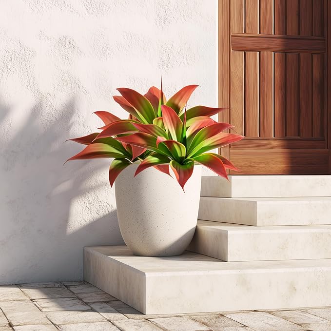 Artificial Agave Faux Agave 12.2In Fake Greenery Outdoor Artificial Plant Fake Plant for Indoor Home Decoration Plastic Plant Outdoor Decoration Front Porch Decor Simulation Plants，2Pack， Red