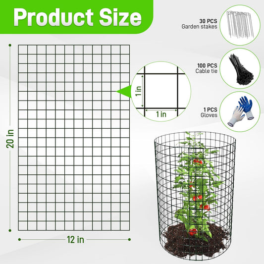 8pcs Plant Protectors from Animals, 20"x 12" Wire Plant Protector, Wire Cages for Plants with Stakes and Cable Ties, Metal Plant Cages for Plants, Vegetables, Flowers