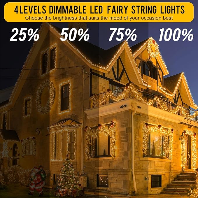 Weillsnow 328 FT 1000 LED Christmas String Lights with Remote & Timer, 8 Lighting Modes Twinkle Lights, Waterproof Fairy Lights For Outdoor Bedroom Backyard Tree Wall Christmas Decoration (Warm White)