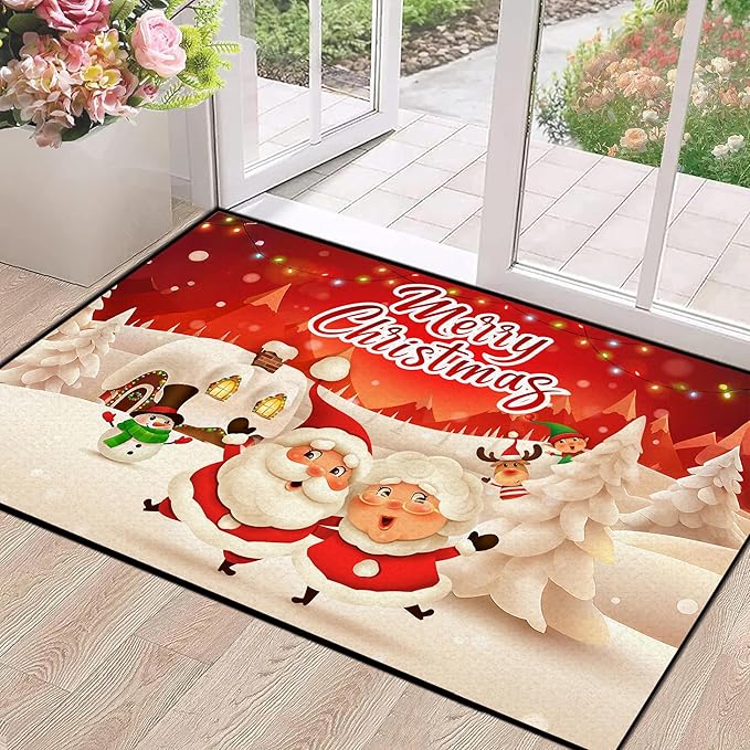 Christmas Area Rugs,Xmas Tree Snowflake Non-Slip Washable Rug Indoor Rugs Floor Mats Carpet for Living Room Bedroom Dining Room Home Decor,63" X 31"
