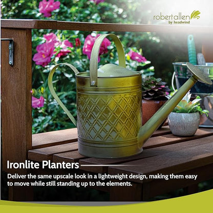 Headwind Wexley Metal Watering Can Outdoor – Tansy Green 2 Gallon Decorative Metal Watering Cans for Garden, Patio, and Indoor Plants – Durable, Stylish, and Easy to Use by Robert Allen
