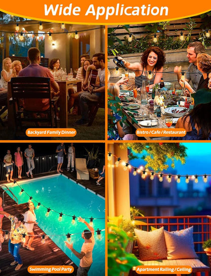 Achin 26FT LED Outdoor String Lights, Patio Lights Waterproof with 13+1 S14 Edison Shatterproof Bulbs, 2200K Dimmable Outside Hanging Lights, String Lights for Outside Backyard Bistro Market Pergola