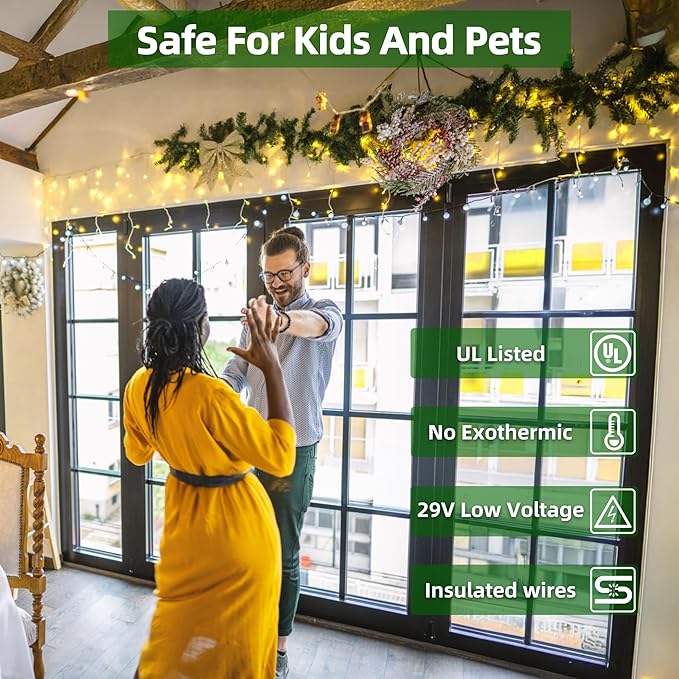 648 LED Outdoor Christmas Lights with 144 Drops, 66ft ChristmasLights with 8 Modes Timer, Christmas Twinkly Lights Waterproof for Indoor Eaves Yard Room Holiday Wedding Party Decor Warm White