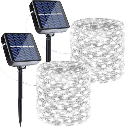 Joomer Solar Fairy Lights, 2-Pack Total 80FT 240LED Solar String Lights Outdoor Waterproof 8 Lighting Modes for Patio Fence Party Garden Yard Home Holiday Tree Outdoor Decoration (White)