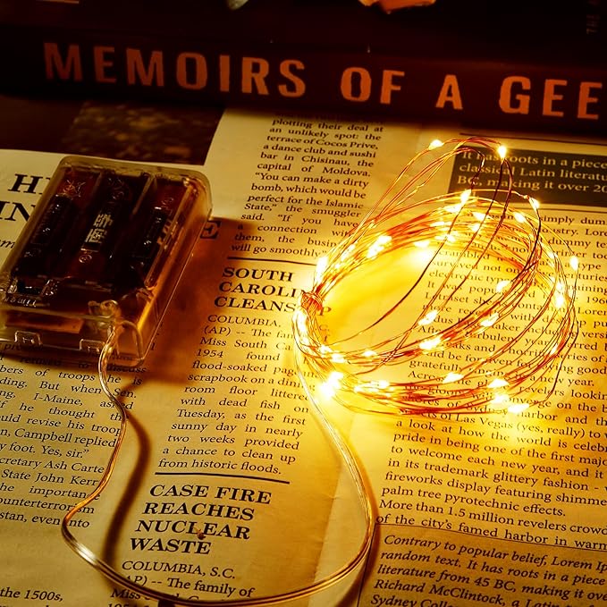 4 Pack 16.4ft Battery Operated String Lights with Timer, Warm White with Synchronized Twinkle Mode, Fairy Lights Battery Powered, 50 LEDs, Idea for Christmas Bedroom Party Wedding