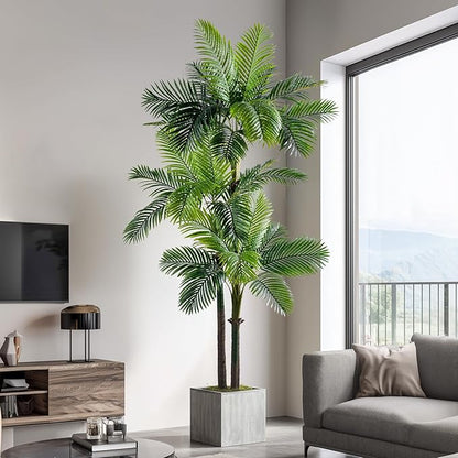 9.1FT Artificial Phoenix Palm Tree Artificial Plants Indoor Outdoor Large Faux Coconut Silk Palm Tree Tropical Fake Tree Faux Sago Palm Plant for Modern Farmhouse Yard Outside Patio Poolside