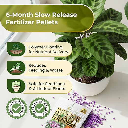 Indoor Plant Fertilizer Pellets | 18-6-8 Macro Plus for Seedlings and Mature Plants | Multi-Purpose Blend & Gardening Supplies| 5.2 oz Resealable Packaging