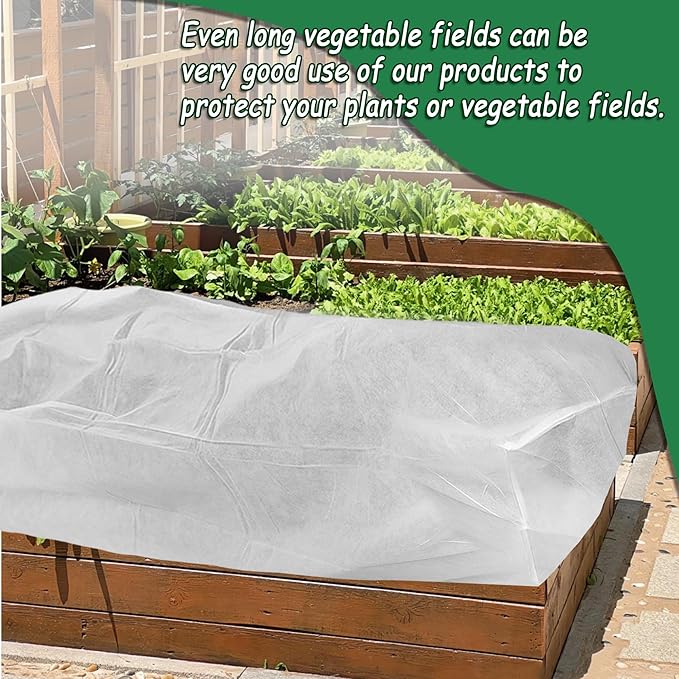 Rectangular Plant Cover Frost Big Size for 4×3×1FT Non Woven Fabric Garden Bed Cover with Zip Drawstring for Winter Cover Protection，Raised Beds Protect Plant Vegetable from Winter Frost