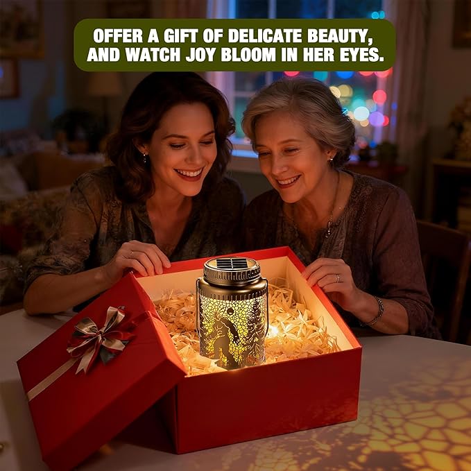 Cooo 2 Pack Solar Lanterns Outdoor Waterproof Bigfoot Sasquatch Christmas Trees Solar Pathway Lights Landscape Path Christmas Gifts for Women Mom Grandma for Outdoor Table Lamps Garden Yard Decor-Gold