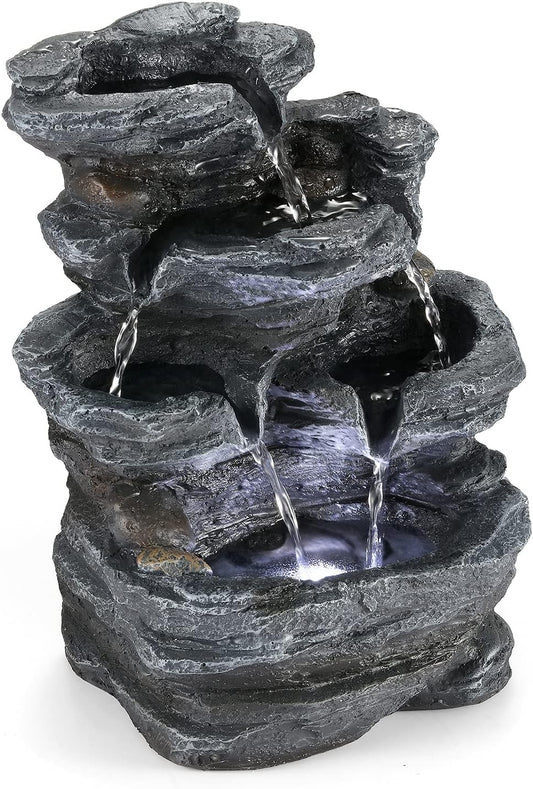 WICHEMI Indoor Fountain Tabletop Fountain Waterfall Fountains Stacked Rocks Water Feature Feng Shui Zen Meditation Relaxation Desktop Fountain for Home and Office Indoor Spaces Decor (Style 20)