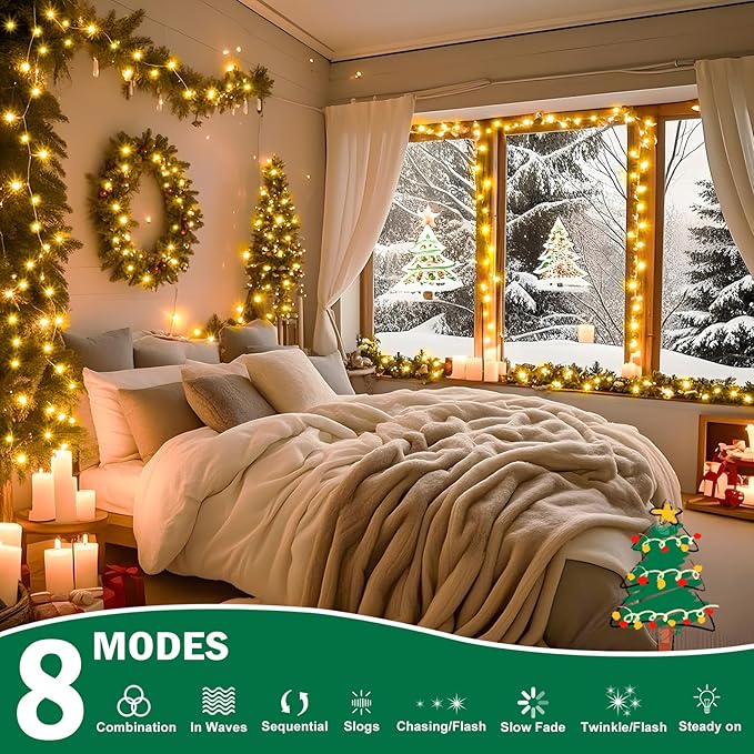 SAUIRS 403FT 1000 LED Christmas Lights Outdoor String Lights with 8 Modes Timer Waterproof Fairy Light Plug in for Outside Indoor Party Xmas Palm Tree Yard Wedding Decorations(Warm White)