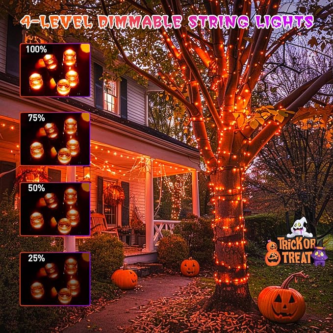 JMEXSUSS 500 LED Halloween Lights Outdoor Orange and Purple, 173ft Color Changing Halloween String Lights with Remote, Waterproof Christmas Tree Lights Plug in for Yard Tree Indoor Decor