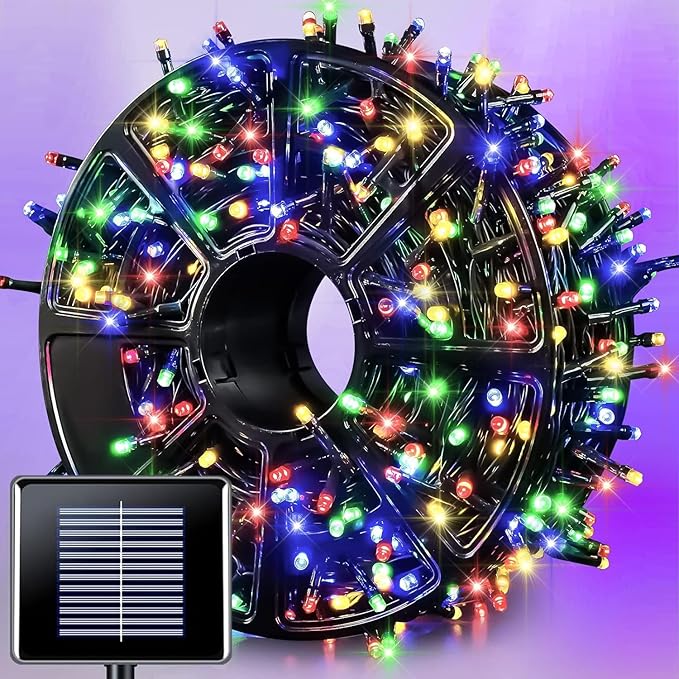 JMEXSUSS 600 LED Solar Christmas Lights Outdoor Waterproof, 206.7 ft Solar String Lights Outdoor, 8 Modes Tree Light for Outside Yard Patio Christmas Decorations