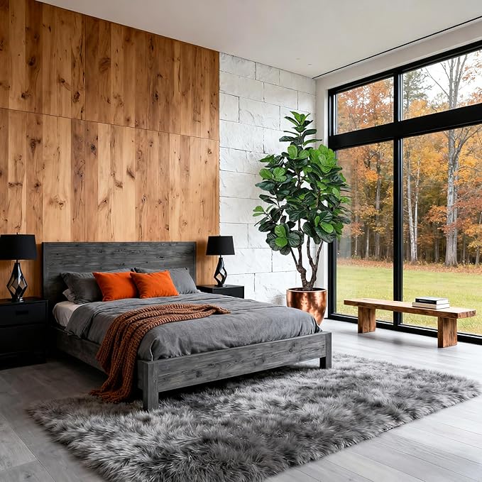 7FT Artificial Fiddle Leaf Fig Tree for Home Decor, Realistic Faux Plants Indoor Ficus Lyrata Trees in Pot, Fake Floor Plant for Living Room Office Christmas Housewarming Gift