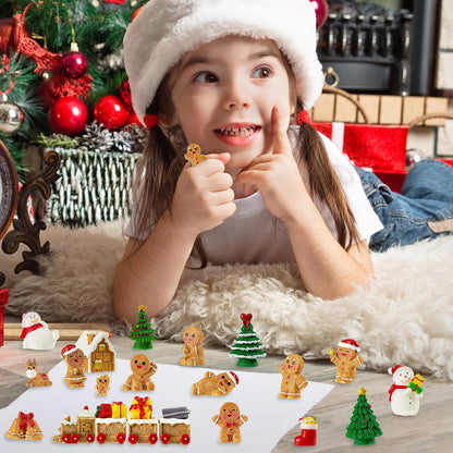 30 Pcs Mini Christmas Figurines Christmas Miniature Gingerbread Man for Fairy Garden and Snow Globes Christmas Decor