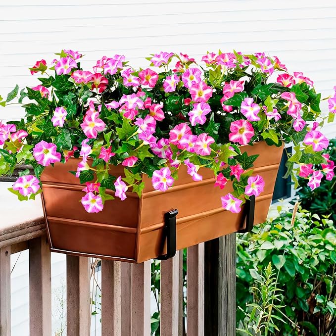 Artificial Flowers for Outdoors 2 Pack UV Resistant Petunias with Real Touch Plastic Leaves, Faux Flowers for Outdoor Planters, Silk Flowers for Outside Garden Porch Window Patio Home Decor, Fuchsia