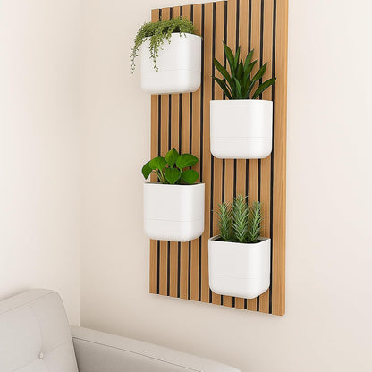 Phoenix Vine 6.5-Inch Wall Mounted Self-Watering Planter Pot for Indoor Houseplants and Herbs | Modern Hanging Planter for Window Sills, Bathroom Walls, Home & Office Décor, White, Set of 3, 01-WP-W-3