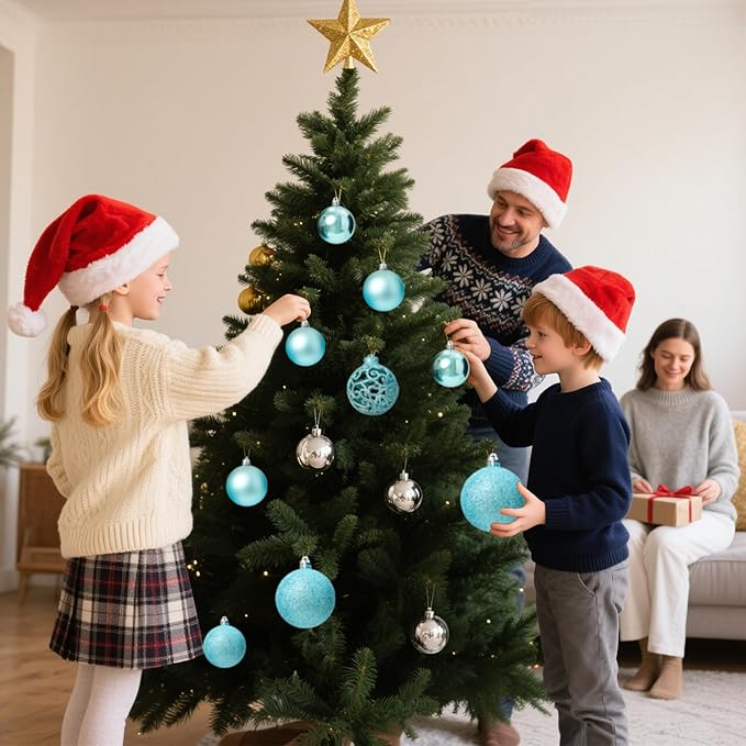 100-Pack Christmas Ball Ornaments for Tree,Shatterproof Plastic Holiday Baubles Set in Assorted Sizes and Finishes, Christmas Tree Decorations for Home, Office, Party, Indoor Outdoor Use