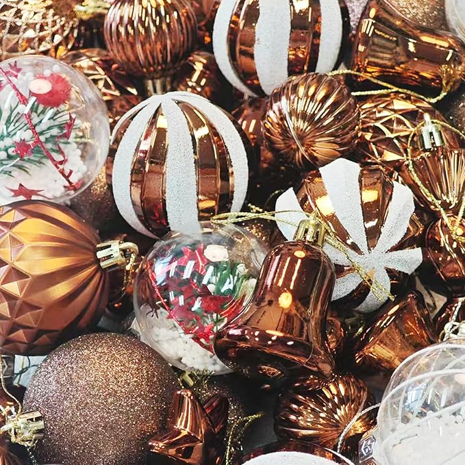 ILLUMINEW 111-Pack Christmas Balls Ornaments,Assorted Shatterproof Christmas Ornaments Set, Luxurious Hanging Pendants Package for Tree Party Holiday Indoor Decor