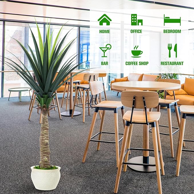 AnTing Artificial Agave Snake Plant 5FT, Fake Plant Indoor with Pot, 60IN Faux Plant Home Office Garden Hotel Decor Gift(1Pack), AT-LSL5FT-1