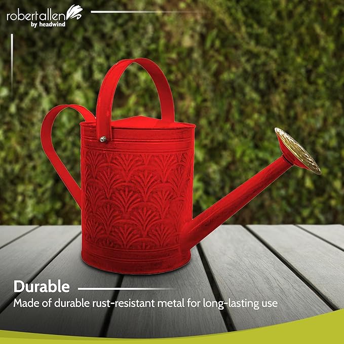 Headwind Aurora Cayenne Red Metal Watering Can 2 Gallon – Galvanized Vintage Large Watering Metal Can for Indoor & Outdoor Garden Use by Robert Allen
