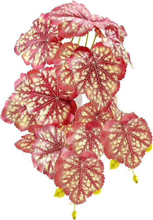 Woyrise Reptile Plants, Terrarium Hanging Plant Vines, Artificial Leaves with Suction Cup, Bearded Dragon Tank Accessories for Gecko Lizard Snake Frog Tortoise Decorations - Pink Heuchera