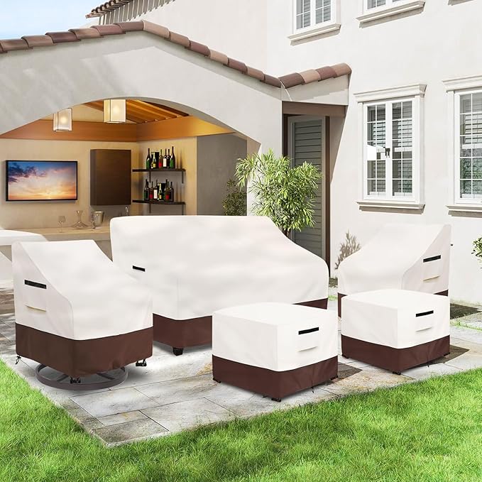 Outdoor Couch Covers,58 Inches Outdoor Sofa Cover, Waterproof Patio Furniture Cover,Furniture Covers for Patio Seating (Beige)