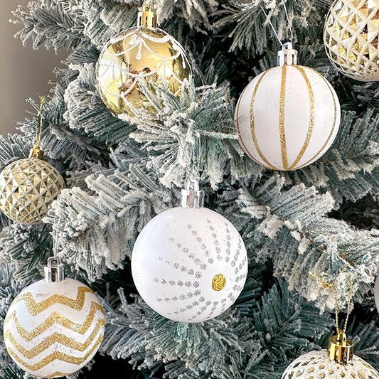 30-Pack Christmas Ball Ornaments for Tree,Shatterproof Plastic Holiday Baubles Set in Assorted Sizes and Finishes, Christmas Tree Decorations for Home, Office, Party, Indoor Outdoor Use