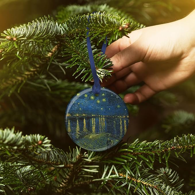 Christmas Tree Ornament, Porcelain Van Gogh Over The Rhone fine Art Keepsake Ornament by RainCaper