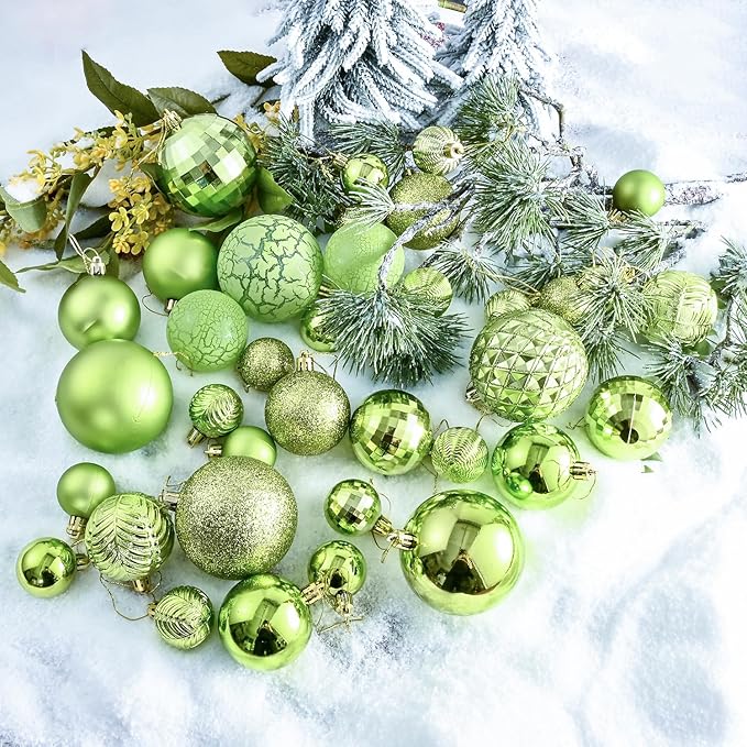 LANGXUN 36pcs Light Green Christmas Tree Decorations Balls, Bolas De Navidad, 2025 Christmas Decor, Indoor Outdoor Shatterproof Christmas Ornaments, Xmars Party Wedding Suppiles