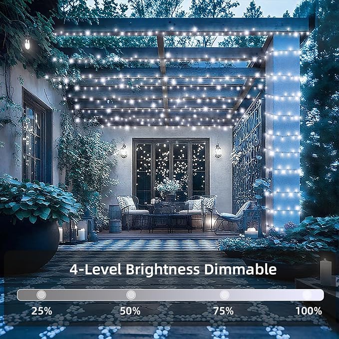 403 FT 1000 LED Christmas Lights Outdoor Fairy Lights Plug In Extra Long String Lights Clear Wire Waterproof 8 Modes Timer for Outside House Tree Garden Yard Wedding Party Decorations-Cool White