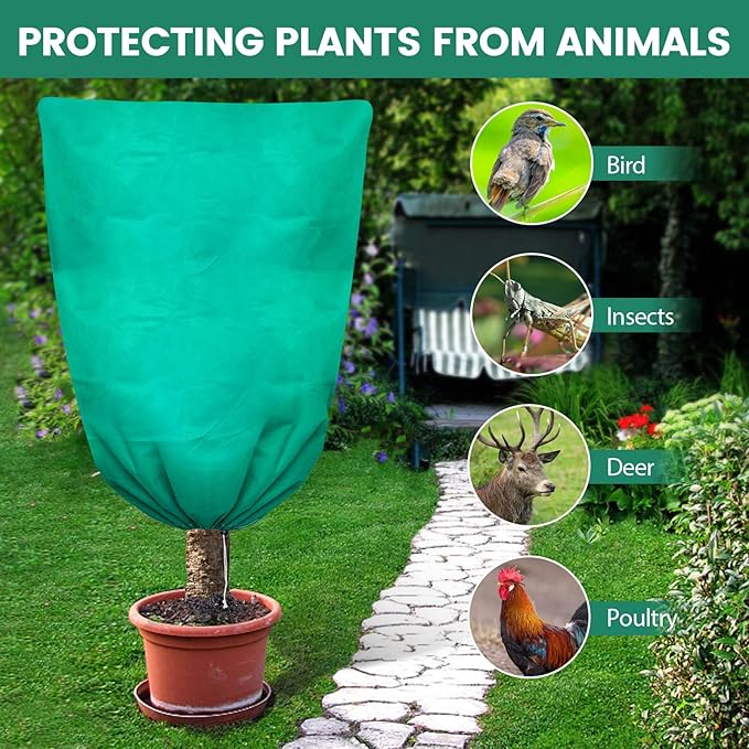 Plant Covers Freeze Protection, 2 Packs 75"W x 90"H Large Frost Cloth Blankets 2.47oz/yd² with Zipper Drawstring, Reusable Frost Tree Covers Shrub Jackets for Winter Outdoor Plants Potted Fruit Tree