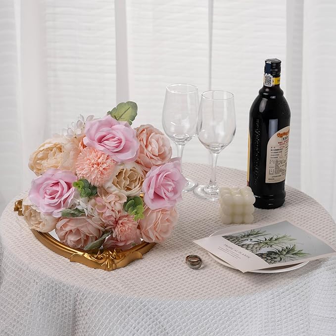 30 Pcs Peonies Artificial Flowers Pink Silk Roses Bulk for DIY Wedding Bouquet Bridal Shower Decorations Fake Floral Arrangements Party Table Centerpieces Home Decor Indoor Blush Peach Box