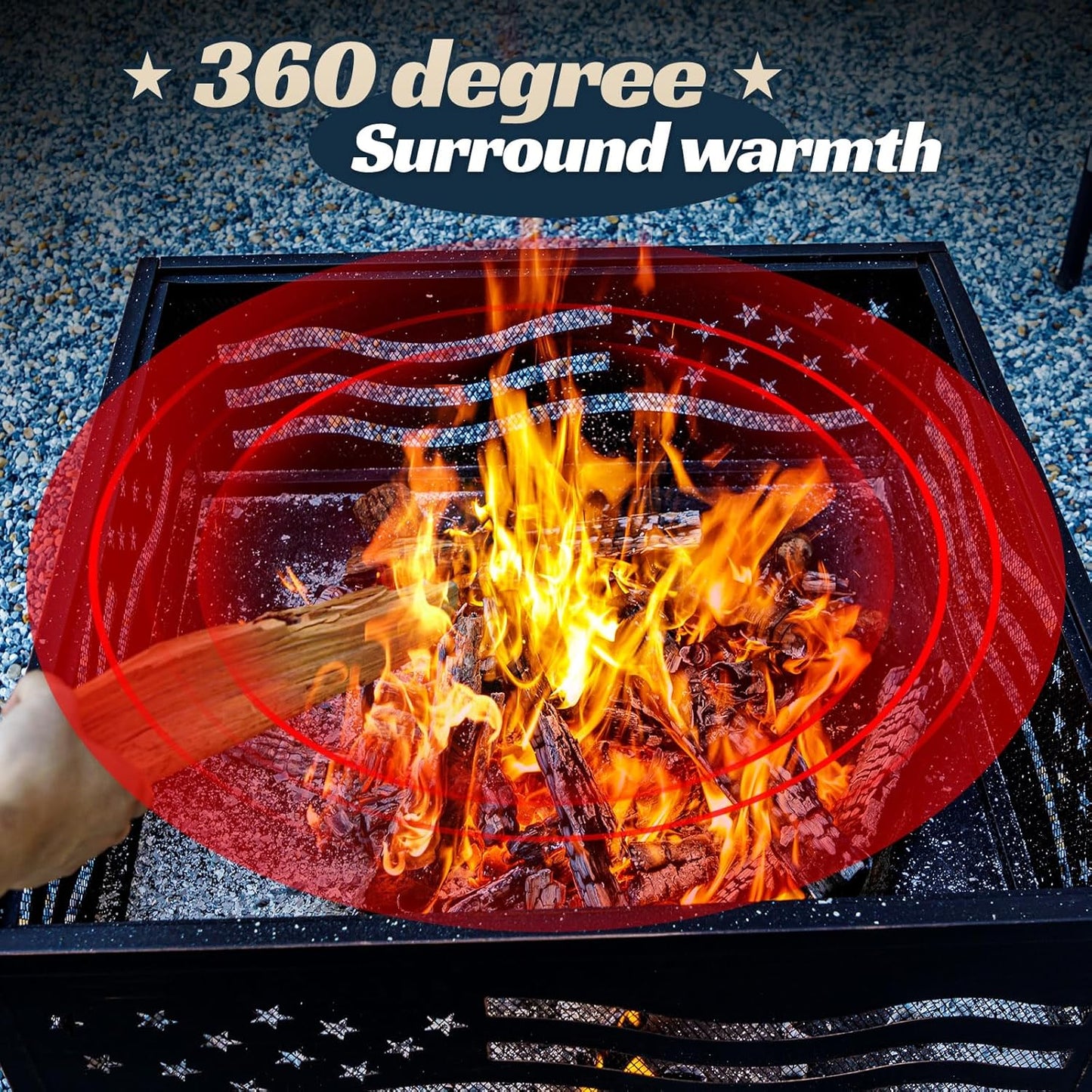 32Inch Square-Shaped Fire Pit,Outdoor Fire Pits with Spark Screen&Poker,Metal Square Wood Burning Firepits for Outside,Backyard,Bonfire,Patio,Party,Garden,Picnic and Camping(Antique Bronze)