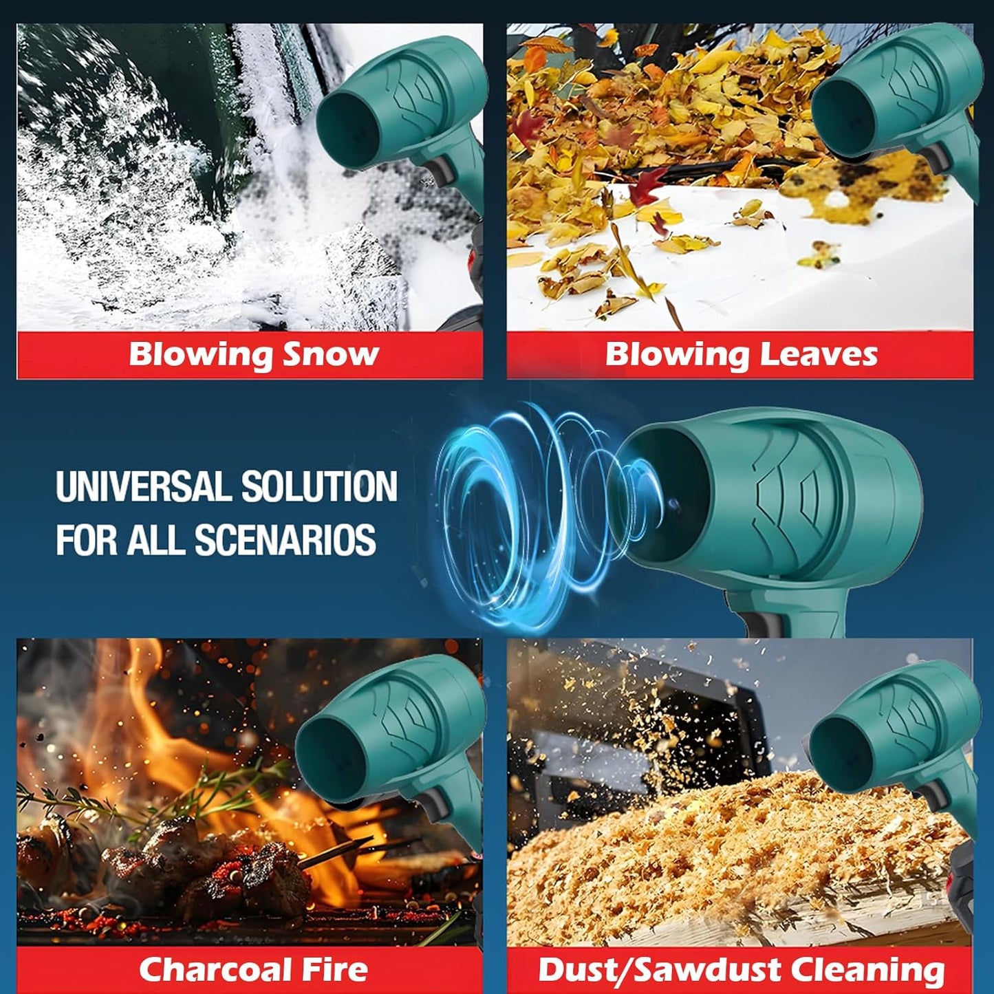 Cordless Leaf Blower, Handheld Powerful Dust Cleaner with Battery and Fast Charger, Electric Leaf Blowers Cordless for Patio Cleaning, Lawn Care, Blowing Leaves and Dust