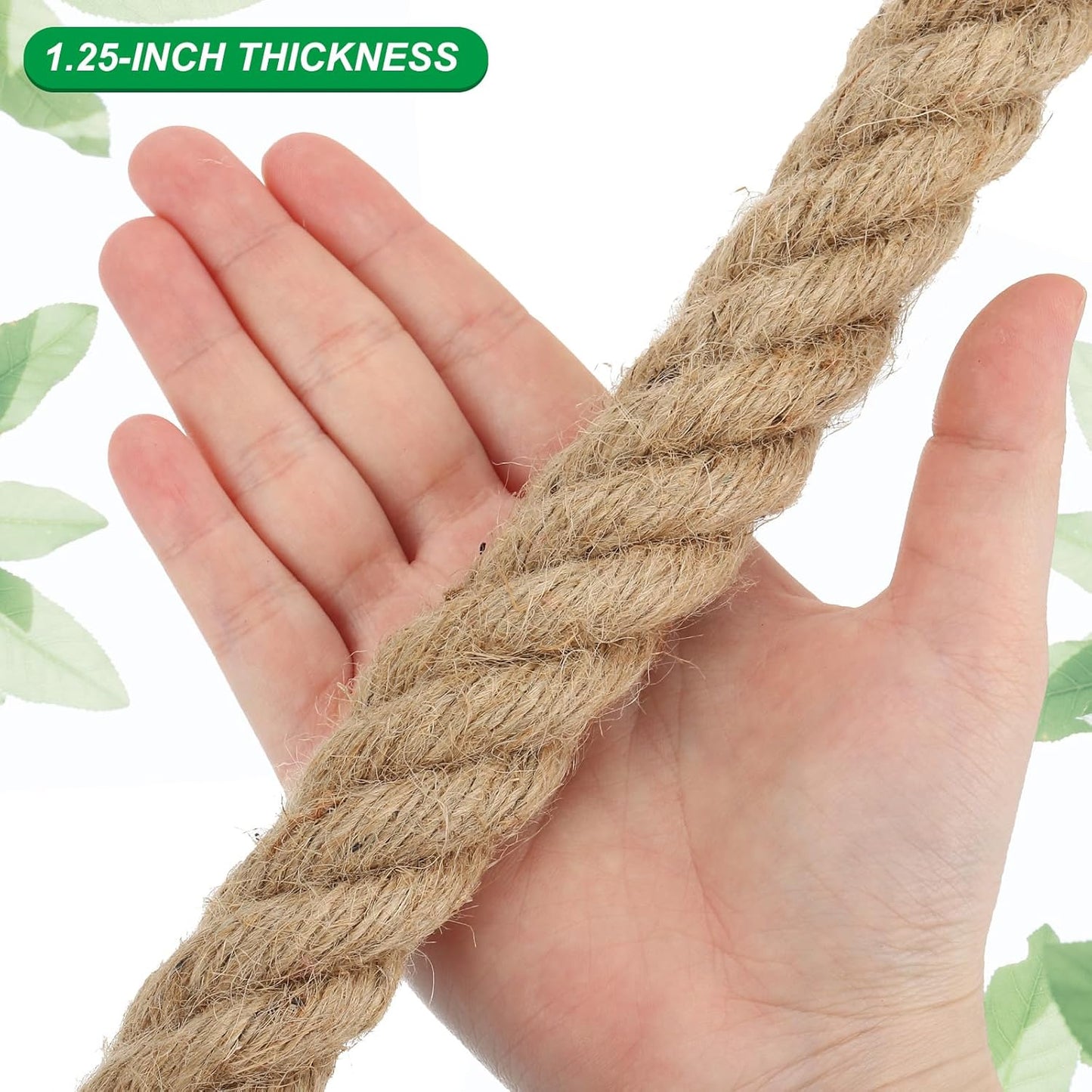 PATIKIL 1-1/4" x 25 Ft Twisted Manila Rope Jute Rope Natural Thick Jute Rope Twine Burlap Rope for Docks Railings Bundling Craft Tug of War Decorating
